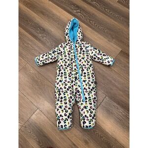 Spyder snow bunting snowsuit one piece leopard neon retro minky lined 18 mos
